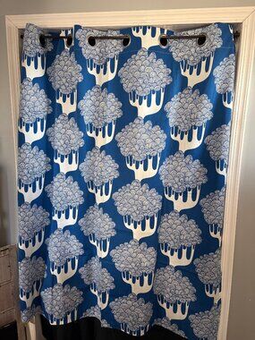 Ikea Kajsamia Tree Pattern Blue/White Curtain Panel 58x60" Grommet Top Design 19